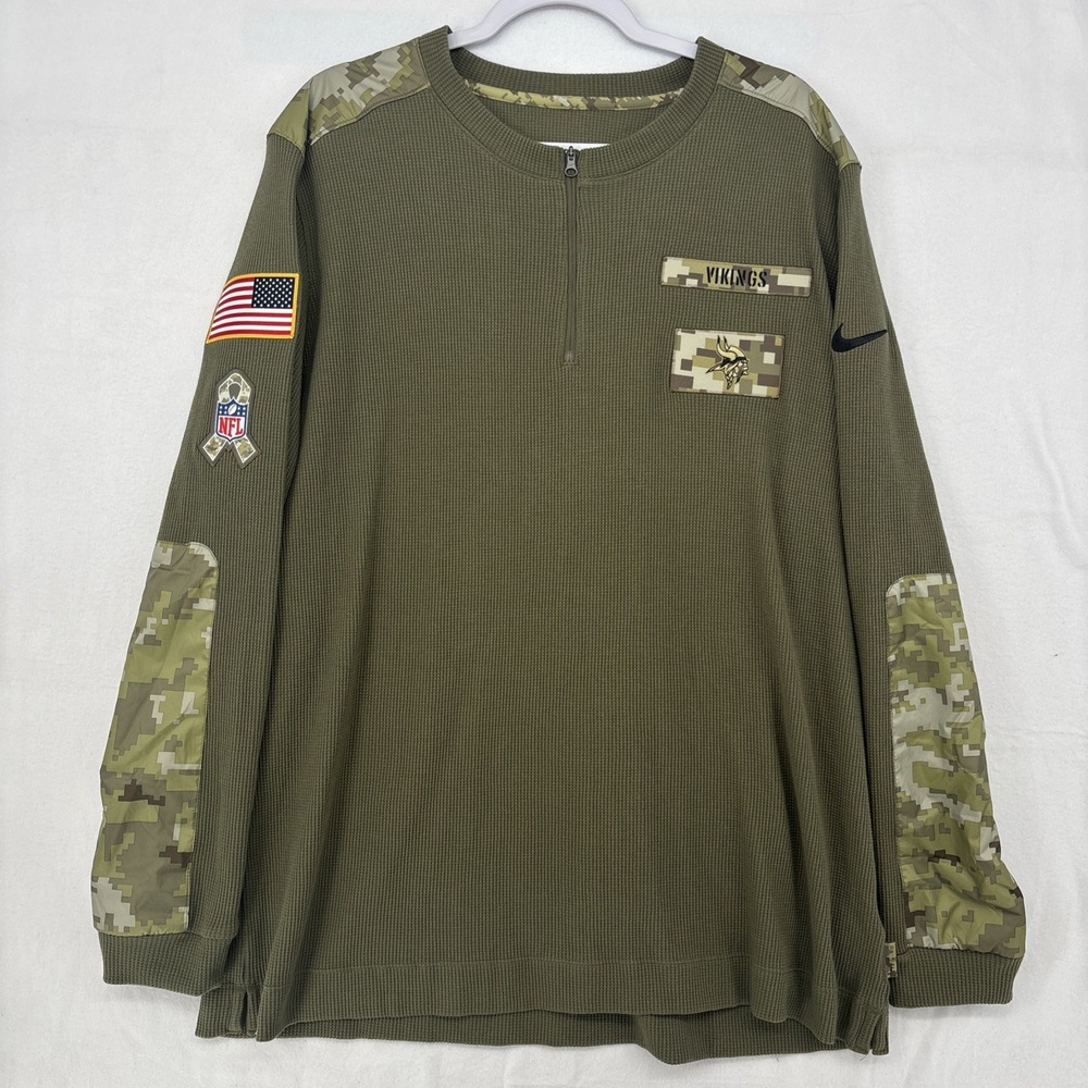 Nike Minnesota Vikings Mens 1/4 Zip Shirt XL NFL Salute Service Long Sleeve